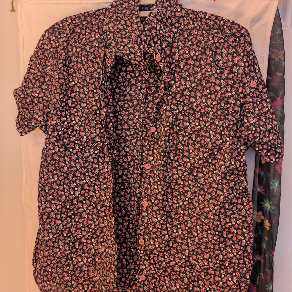 Route 66 Black and Pink Floral Women's Shirt